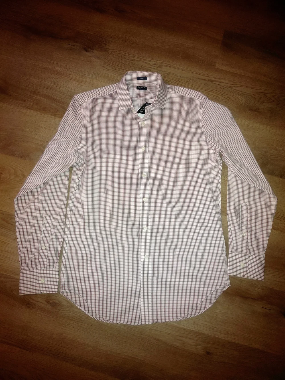 NWT J.CREW Sz M Red/White Micro-Check Dress Shirt